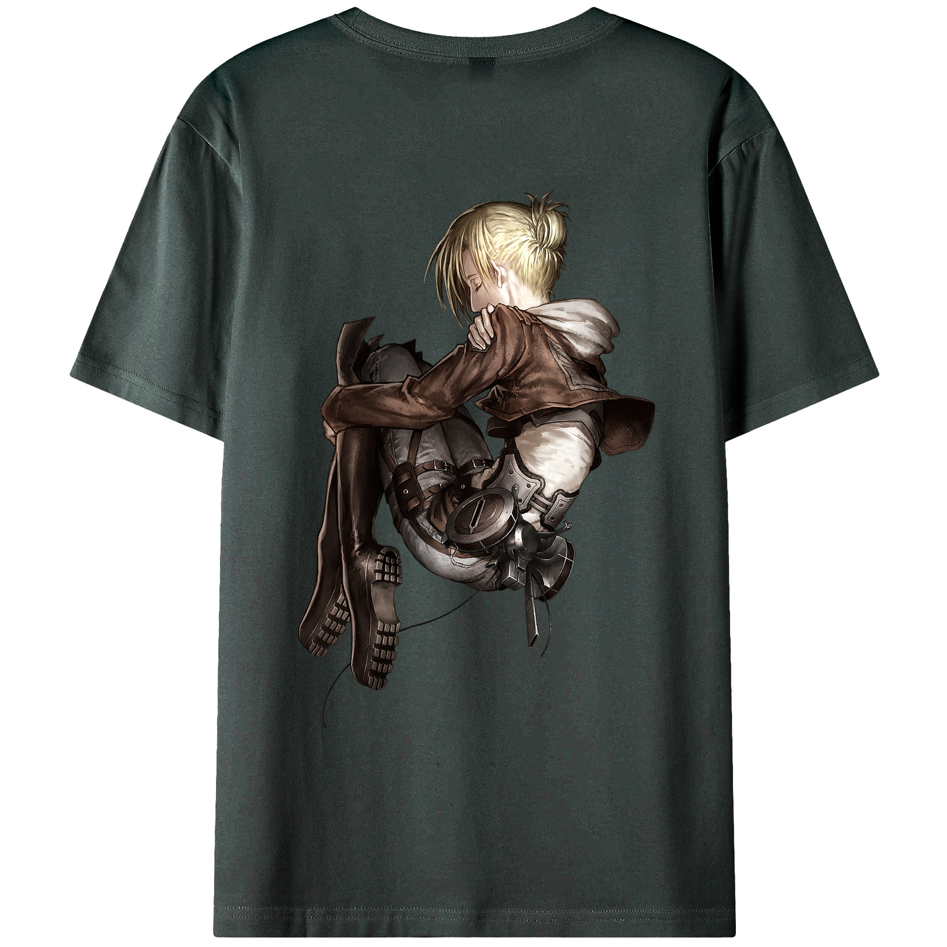 （画像用） 進撃の巨人 アニ・レオンハート Attack on Titan Annie Leonhart 綿100％ メンズ半袖Tシャツ（バックプリント） 通気性